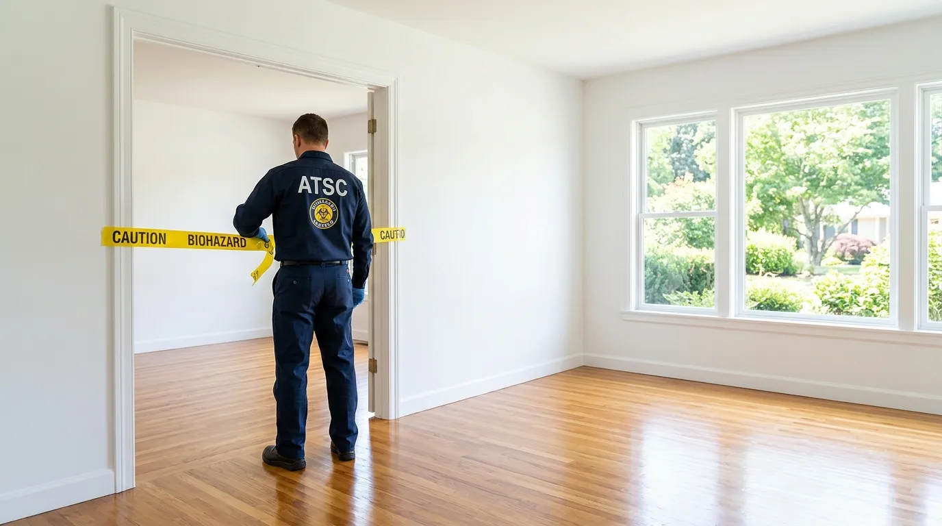 Certified biohazard cleanup crew performing Decomposition Cleanup in Wells Branch